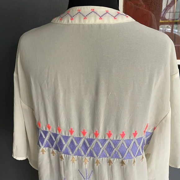 Love & Love ivory embroidered boho style open chiffon duster/kimono/coverup. Sm - Picture 6 of 8